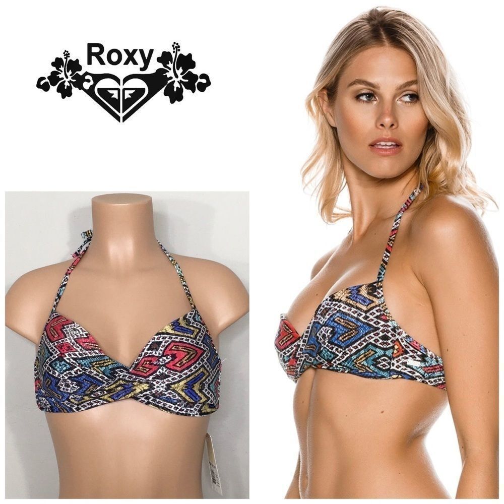 ROXY multicolored wrap bikini top. NWT